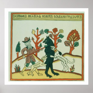 Póster O caçador e o varrão, russo, tarde 18o centur