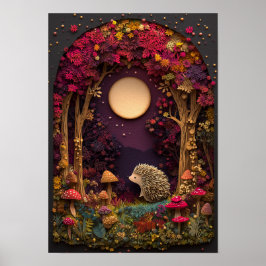Poster O Cachorro | Arte de Corte da Floresta Noite de ou