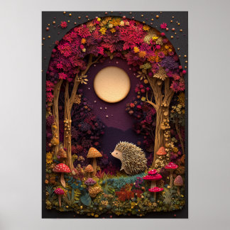 Poster O Cachorro | Arte de Corte da Floresta Noite de ou