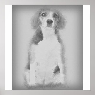 Poster O Cachorro Do Beagle É Desenhado Com Um Lápis