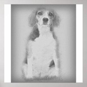 Poster O Cachorro Do Feixe É Desenhado Com Um Lápis
