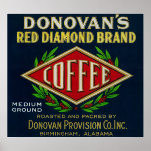 Póster O café LabelBirmingham de Donovan, AL