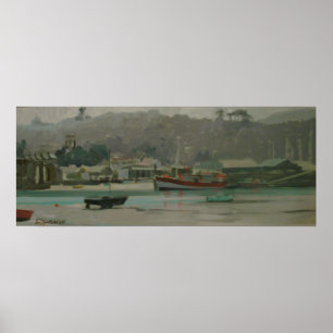 Póster O cais do pescador cinzento do dia