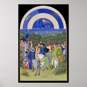 Poster O calendário medieval pode Taurus & Gêmeos