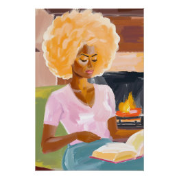 Póster O calor das páginas: mulher afro e seu livro