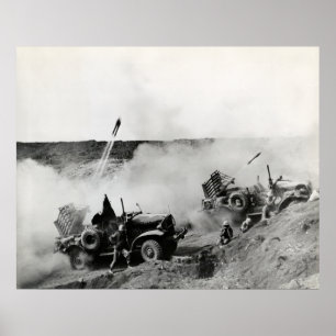 Póster O caminhão marinho de WWII E.U. montou foguetes,
