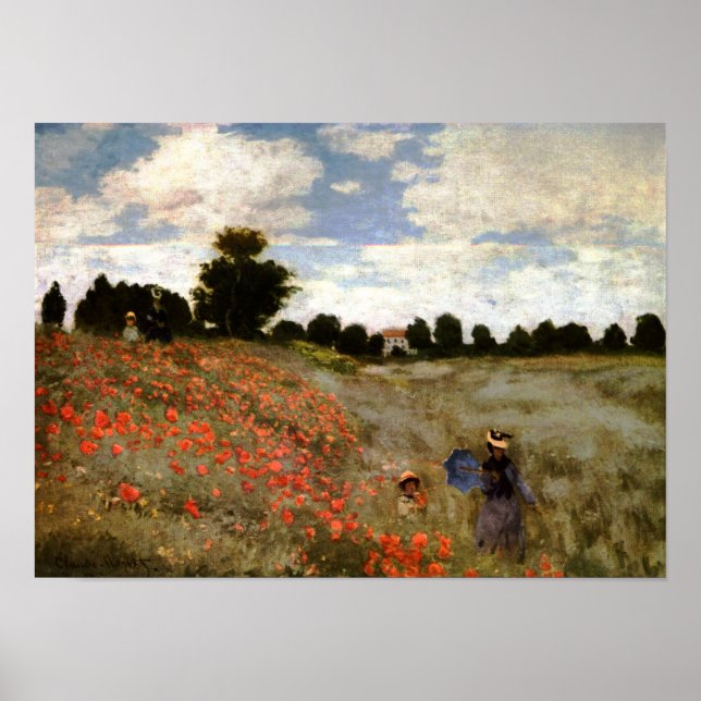 Poster O Campo Poppy perto do Argenteuil por Claude Monet (Frente)