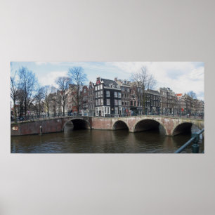 Póster O canal de Amsterdão constrói uma ponte sobre o