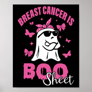 Poster O Cancer Da Mama É Boo Folha Rosa Fita Friso Engra