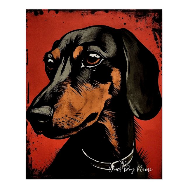 Póster O Cão de Dachshund, Vermelho e Negro 001 - Ulises  (Frente)