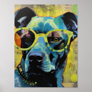 Poster O Cão de Óculos com Bolinhas