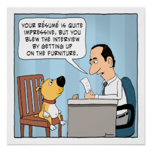 Póster O cão engraçado funde a entrevista de trabalho