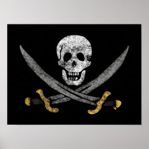 Poster O Capitão Jack Rackham é Jolly Roger Pirate Flag