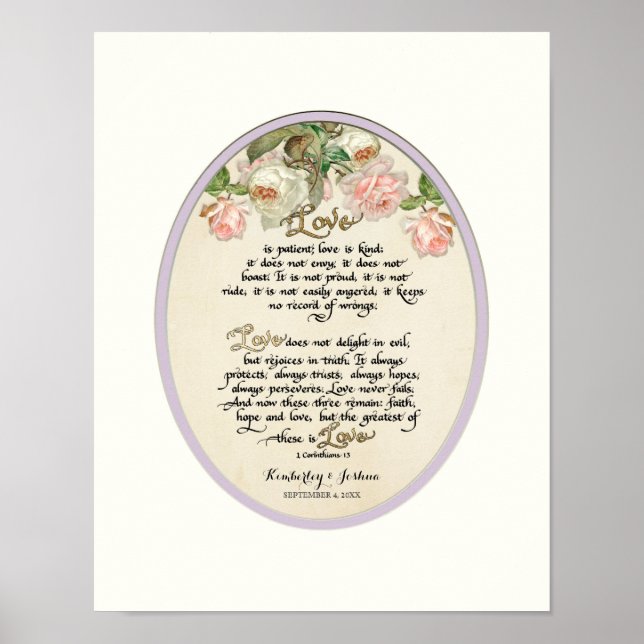 Poster O Capítulo Do Amor, 1 Corinthians 13 Caligrafia (Frente)