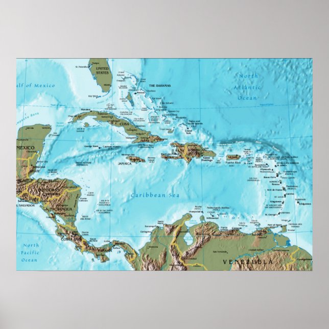 Póster O Caribe (mapa) (Frente)