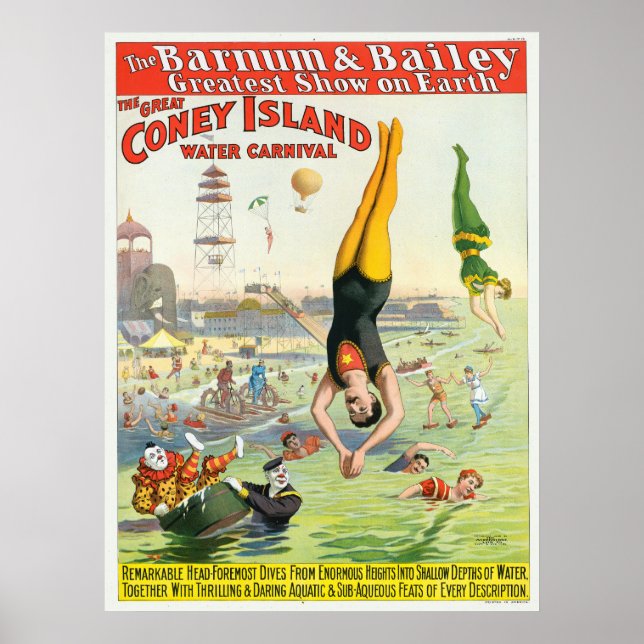 Poster O Carnaval de Água da Ilha de Coney Excelente (Frente)