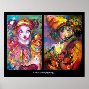 Póster O CARNAVAL ENFRENTA o mascarada Venetian, Flutist