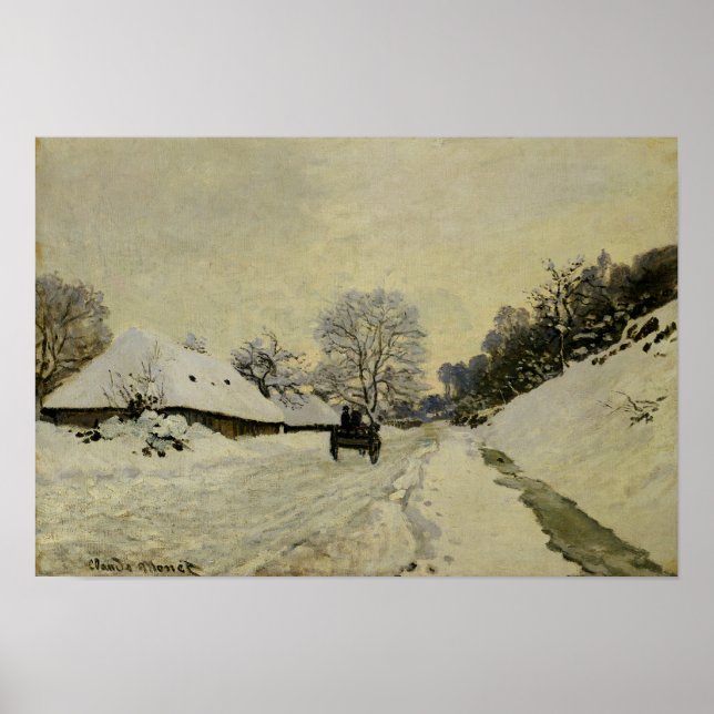 Poster O carrinho, ou estrada sob neve em Honfleur, 1865 (Frente)