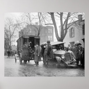 Póster O Carro destruído do Bootlegger, 1922. Foto do