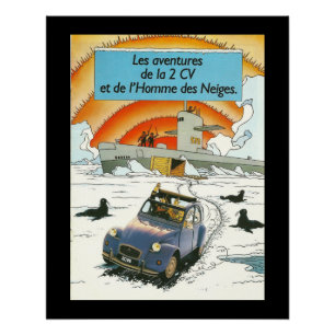 Póster O carro vintage Citroen 2cv em France aperfeiçoa