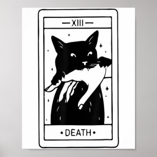 Poster O Cartão De Tarô De Halloween Do Gato Preto Testem