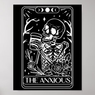 Poster O Cartão de Tarot Ansioso Esqueleto Café Saúde Men