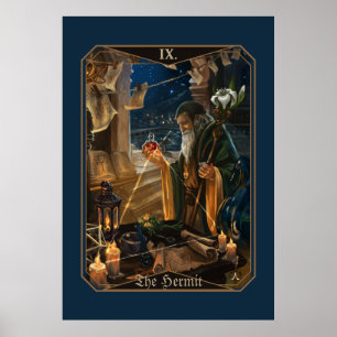 Poster O cartão de tarot do Eremita - arte de alquimia fa