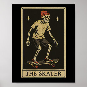 Poster O Cartão de Tarot do Skater Esqueleto Punk Rock Sk