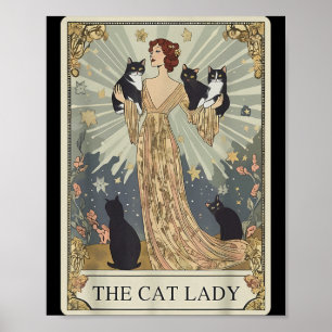 Poster O Cartão Tarot da Mulher do Gato Esqueleto Mãe de