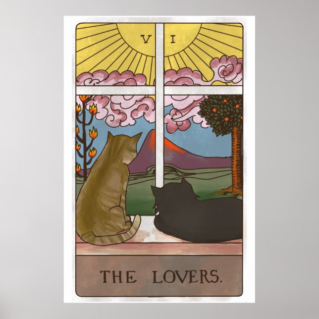 Poster O Cartão Tarot De Gato Dos Amantes (Frente)