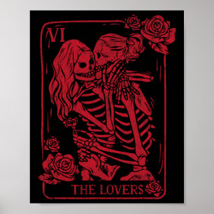 Poster O Cartão Tarot dos Amantes Beijando Irmãs da Alma