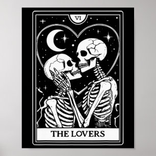 Poster O Cartão Tarot dos Amantes - Esqueletos Beijos - H