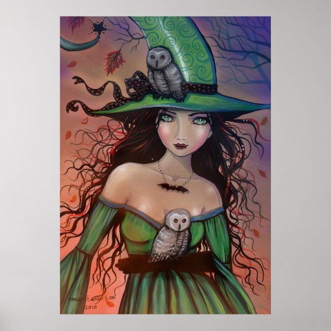 Poster O Cartaz de Halloween da Bruxa e os Corujas (Frente)
