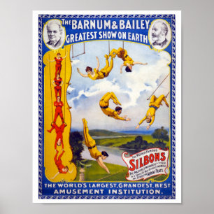 Póster O Cartaz Vintage Barnum & Bailey de 1896 Restaurad