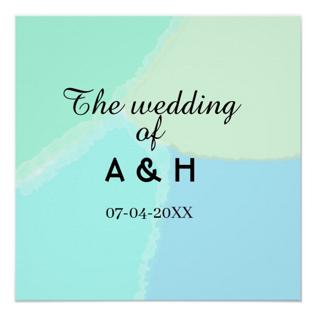 Póster O casamento do nome do casal letra inicial data (Frente)