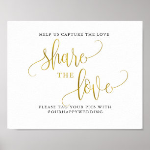 Poster O casamento do ouro tipográfico compartilha o amor