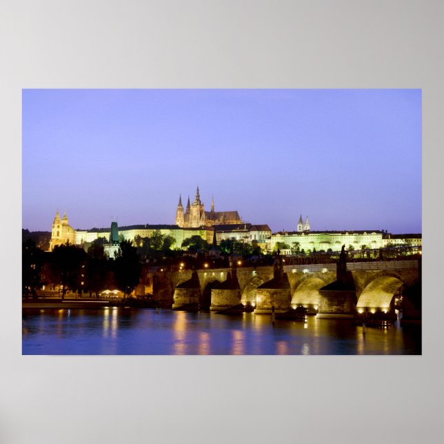 Póster O Castelo de Praga e a Ponte Charles em Dusk (Frente)