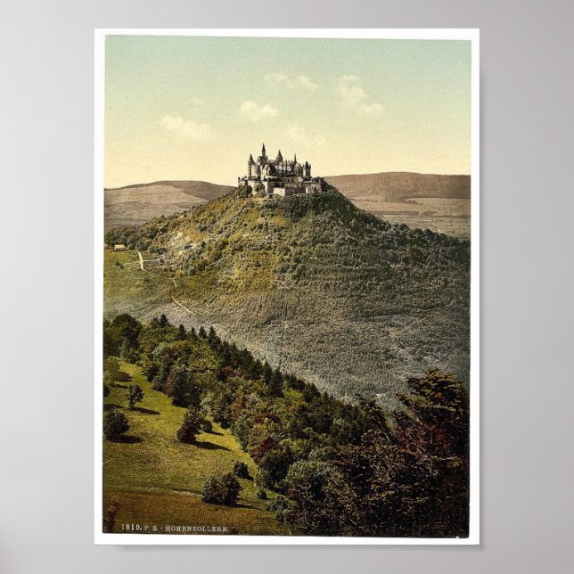 Póster O castelo, Hohenzollern, Alemanha, raro Photochrom (Frente)