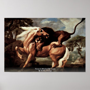 Póster O cavalo é atacado por um leão por Stubbs George