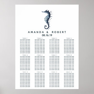 Poster O Cavalo-marinho azul Quadro náutico para casame