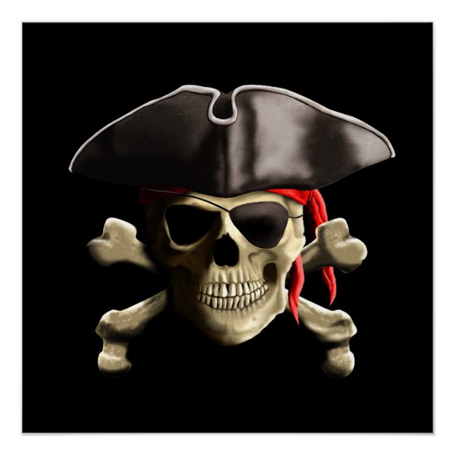 Póster O Caveira Pirata do Jolly Roger (Frente)