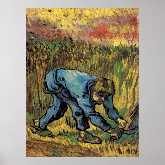 Poster O Ceifeiro com Foice por Vincent van Gogh (Frente)
