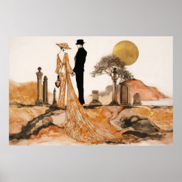 Poster O Cemitério de Segredos - Surrealista Noir Elegant