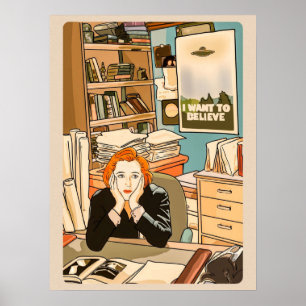 Poster O cético Dana Scully no escritório do Mulder T