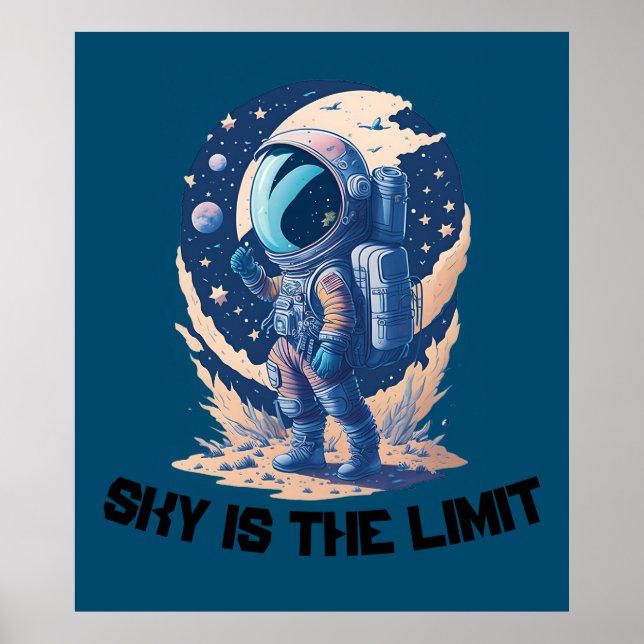 Poster O céu é o limite com astronauta (Frente)
