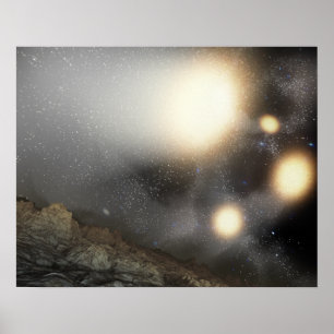 Póster O céu noturno foi visto de um hipotético avião