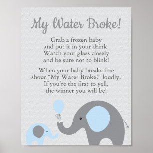 Poster O chá de fraldas azul do elefante minha água