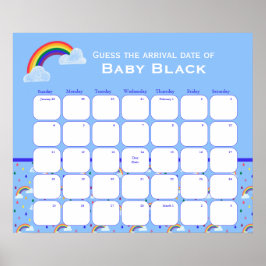 Poster O Chá de fraldas Do Rainbow Sky Adivinha A Data De