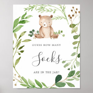 Poster O Chá de fraldas Do Urso Adivinha Quantas Meias
