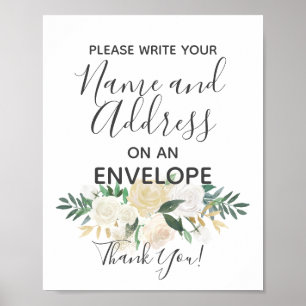 Poster O chá de fraldas floresce o sinal do endereço do